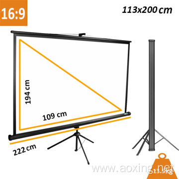 Black canvas stand pull up outdoor projector screen